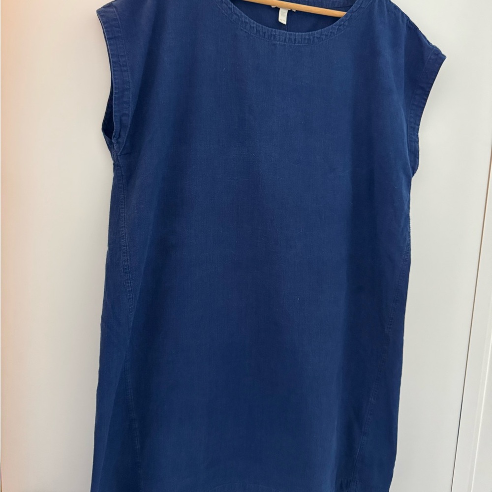Eileen Fisher Linen Blue Sleeveless Tunic Sz XL